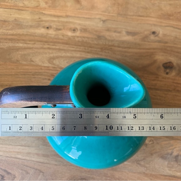 Metlox Pottery 238 Carafe Coffee Jug Vintage Ceramic Wooden Handle and Stamp - Picture 11 of 11